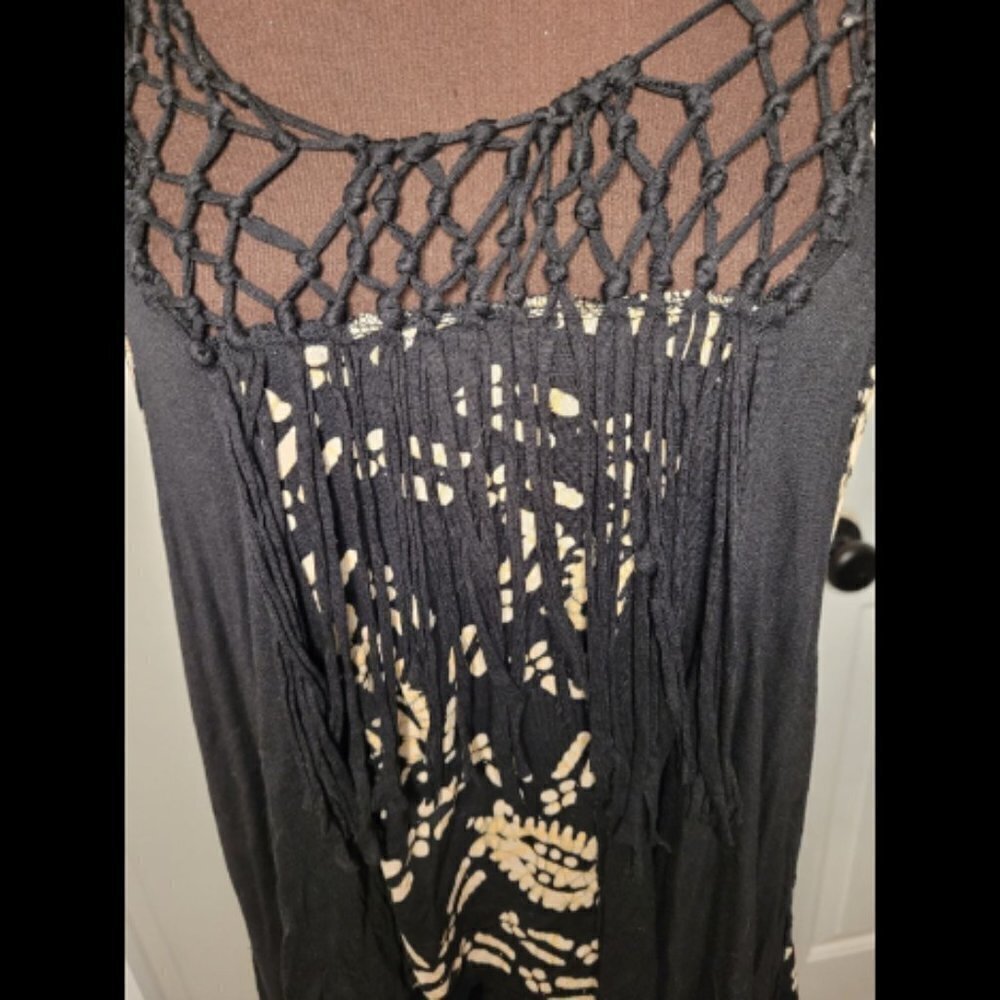 Free People Boho Bleached Tie Dye Look Fringe Tank - Picture 6 of 10